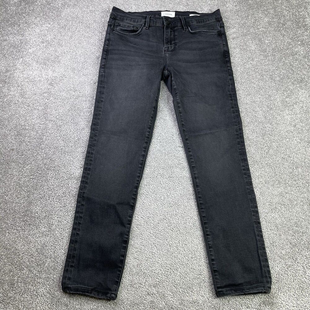 FRAME Le Garçon Kerry Jeans Women’s 26 Black Wash Slim Boyfriend Stretch
